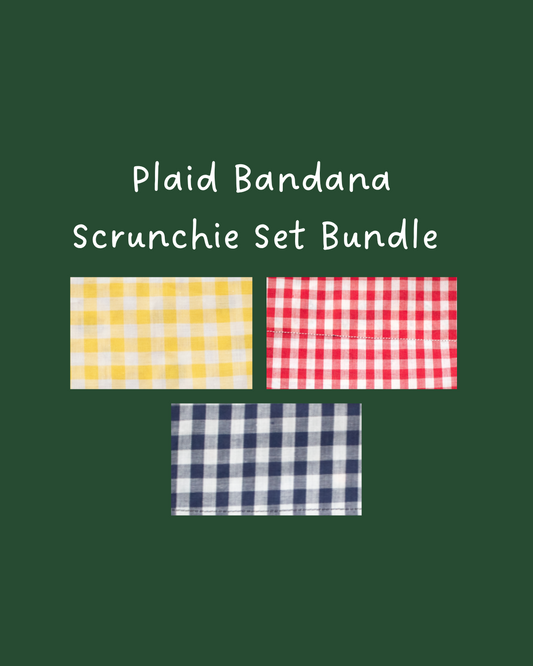 Plaid Bandana Scrunchie Set Bundle