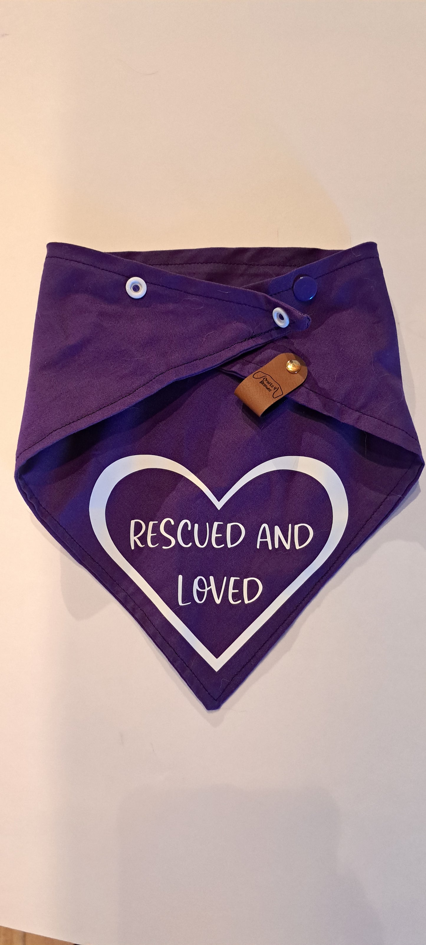 Rescued and Loved Purple and White Bandana