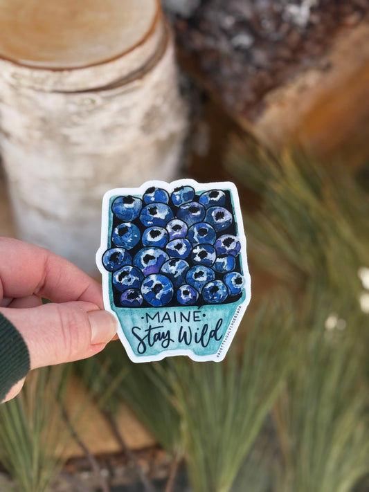Maine Wild Blueberries Stay Wild Weatherproof Sticker