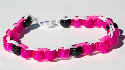 Pink and Black Beaded Bracelet