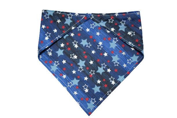 Stars on blue wood patterned Matching Bandana Scrunchie Set
