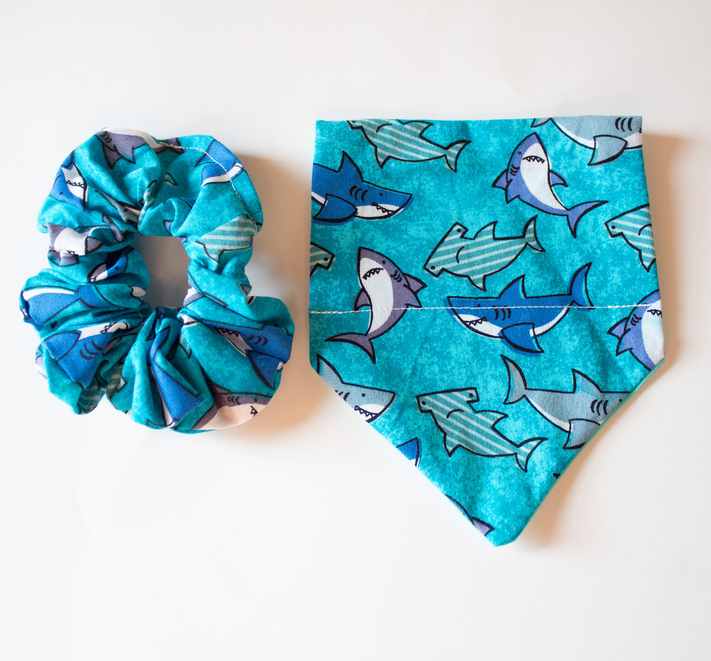 Ocean of Sharks Bandana Scrunchie Set