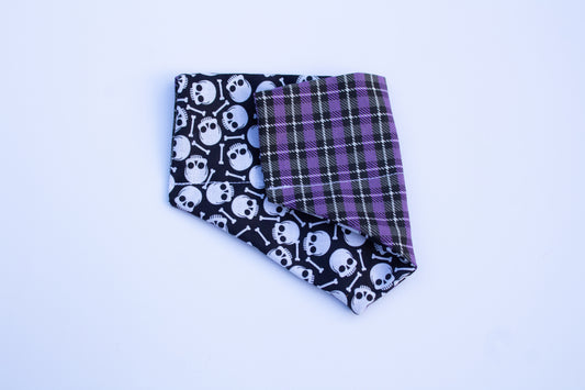Purple Plaid Skulls Bandana