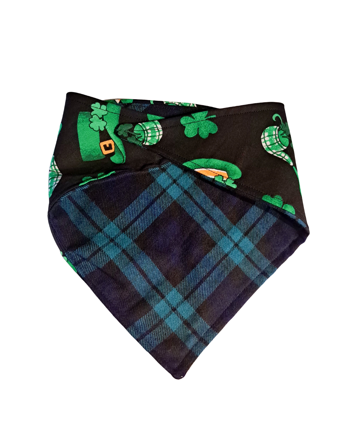 Blue Plaid Reversible Saint Patrick's Day Dog Bandana