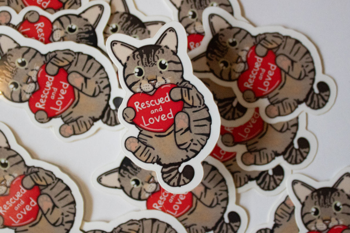 Rescued and Loved Cat Sticker