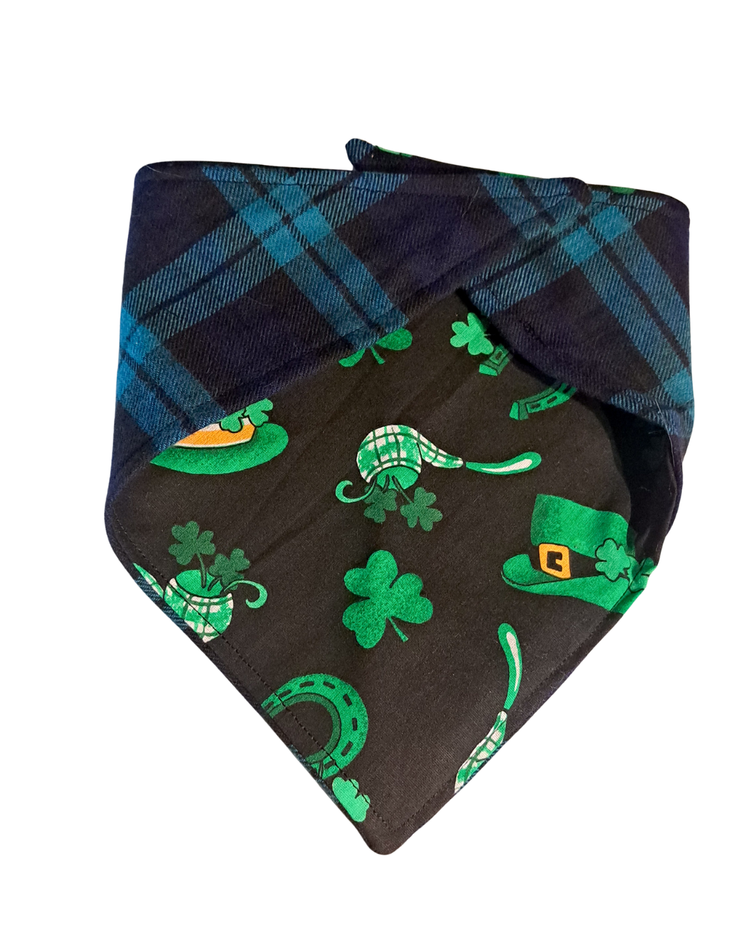 Blue Plaid Reversible Saint Patrick's Day Dog Bandana