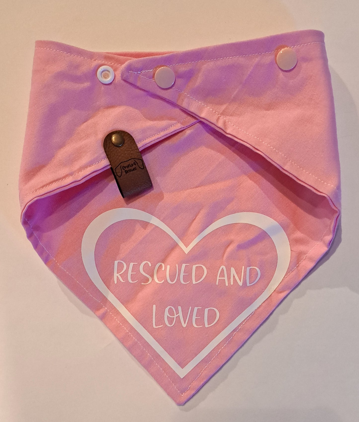 Rescued and Loved Pink and White Bandana