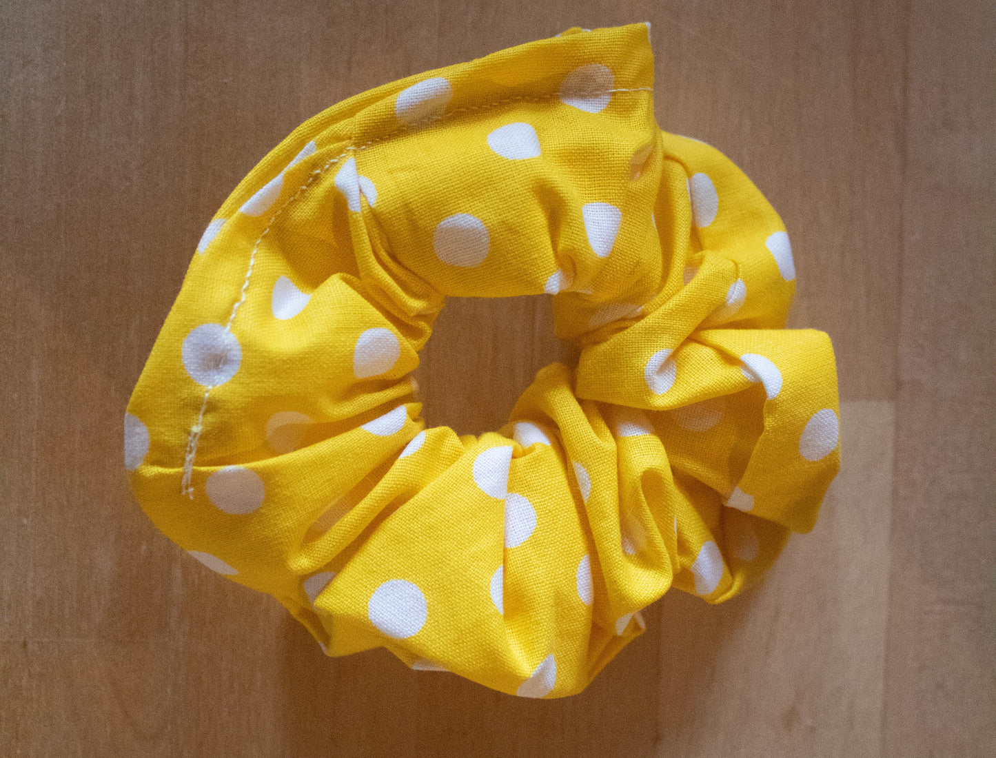 Yellow Scrunchie with White Dots