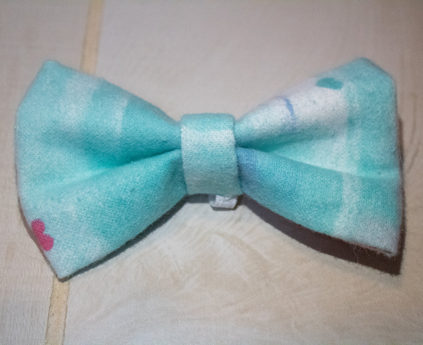 Light Blue and Pink Hearts Bowtie