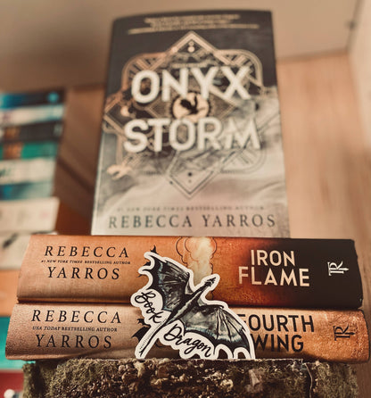 Book Dragon Weatherproof Sticker Fourth Wing Inspired