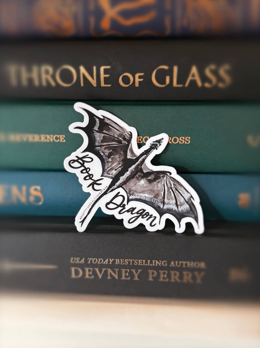 Book Dragon Weatherproof Sticker Fourth Wing Inspired