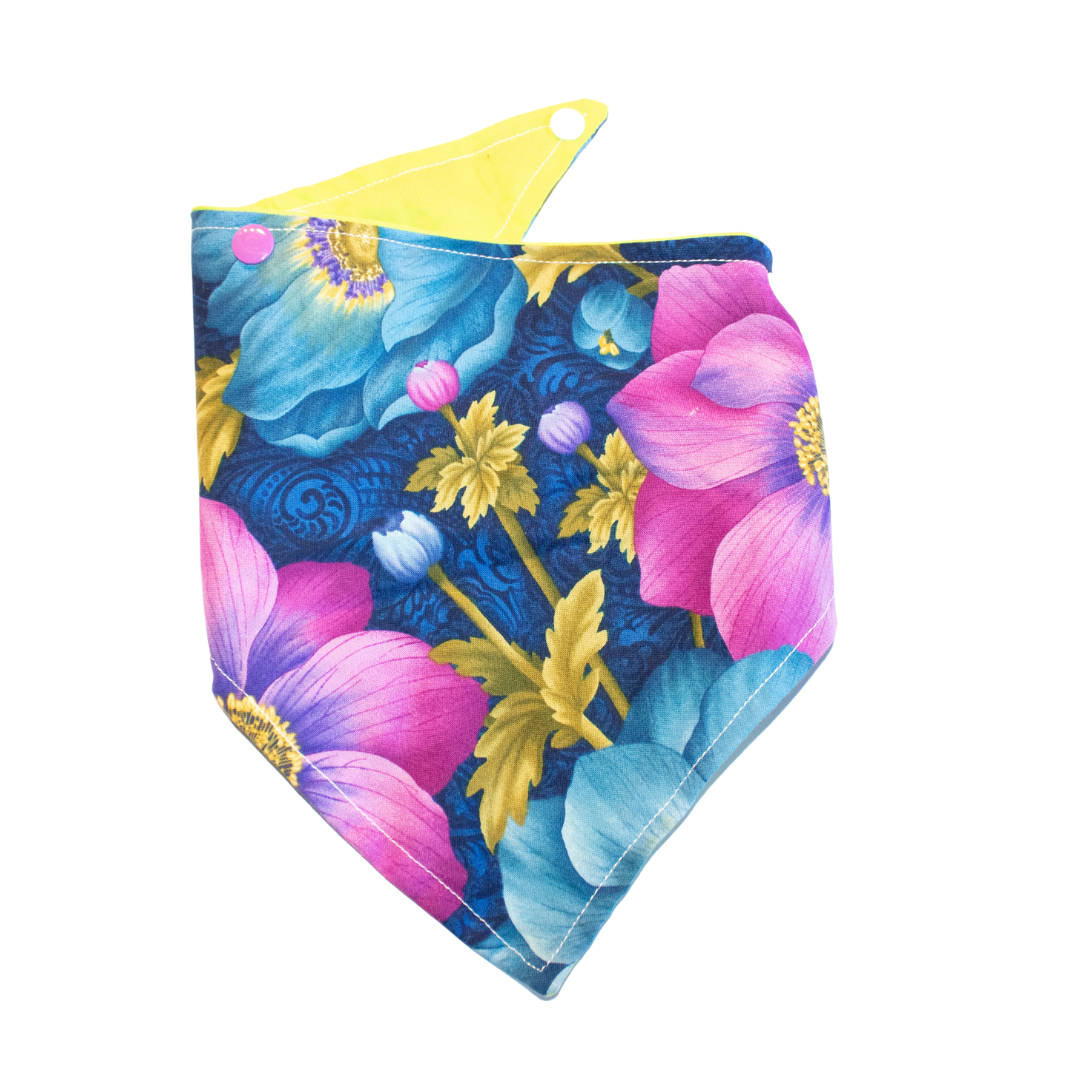 Purple and Blue Floral Bandana