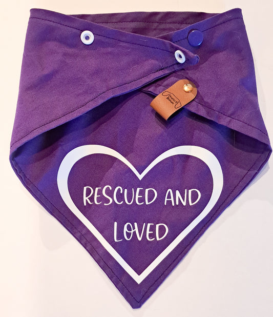 Rescued and Loved Purple and White Bandana