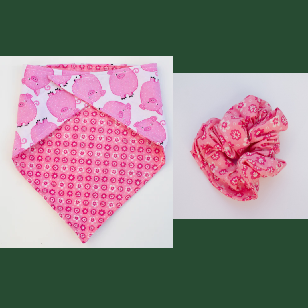 Piggy Floral Bandana Scrunchie Set Medium