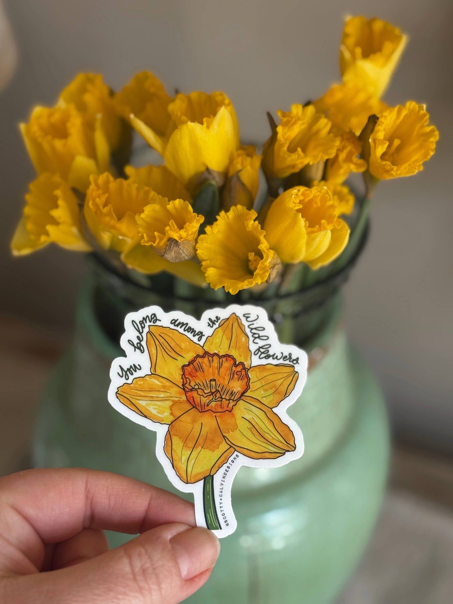 Daffodil Spring Floral Weatherproof Sticker 