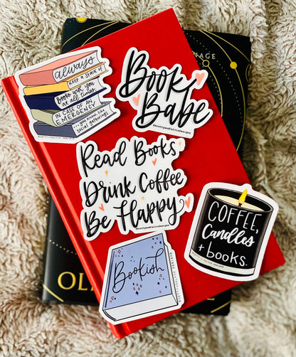 Read Books, Drink Coffee, Be Happy Weatherproof Sticker