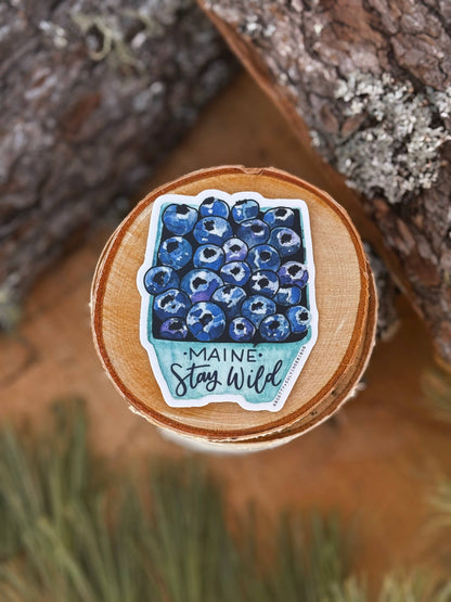 Maine Wild Blueberries Stay Wild Weatherproof Sticker 