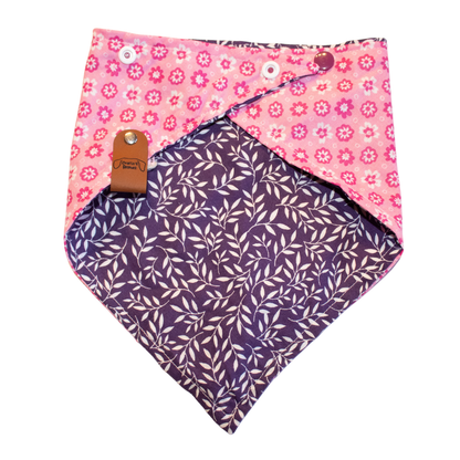 Pink Floral Reversible Purple Fern Bandana