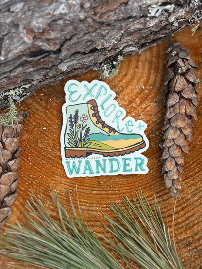 Explore + Wander Weatherproof Sticker