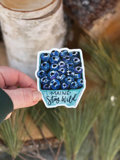 Maine Wild Blueberries Stay Wild Weatherproof Sticker 