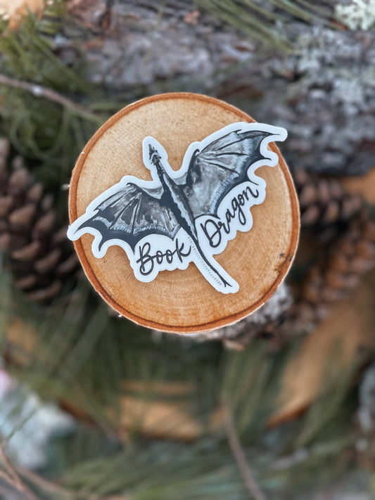 Book Dragon Weatherproof Sticker Fourth Wing Inspired