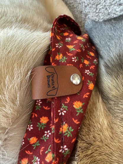 Orange Floral Bandana or Bandana Scrunchie Set