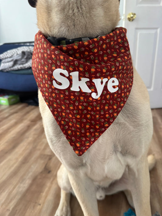 Orange Floral Bandana or Bandana Scrunchie Set