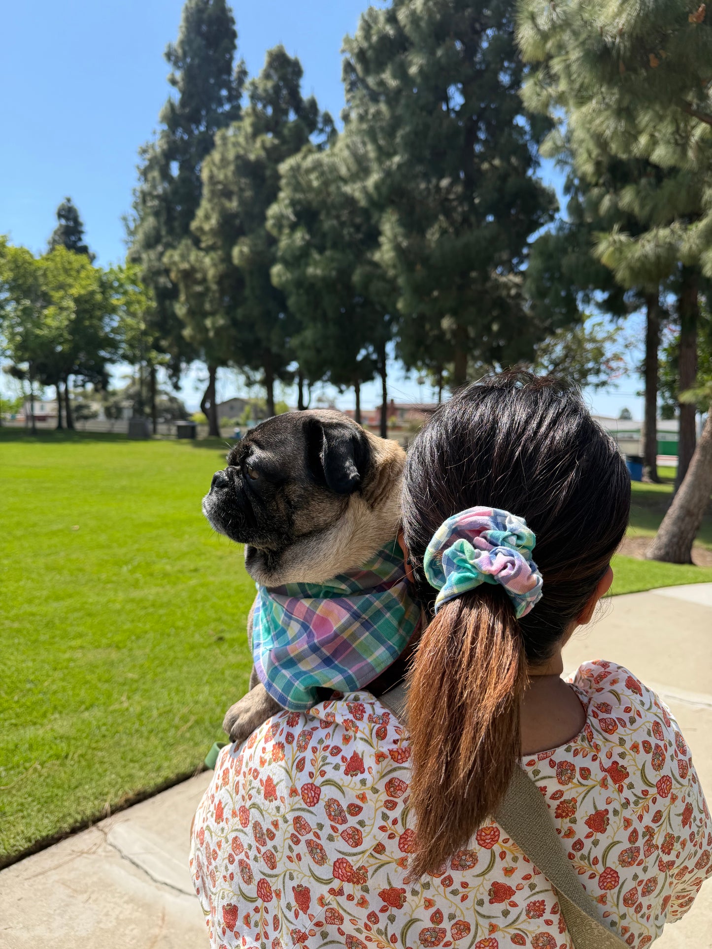 Pastel Plaid Bandana or Bandana Scrunchie Set