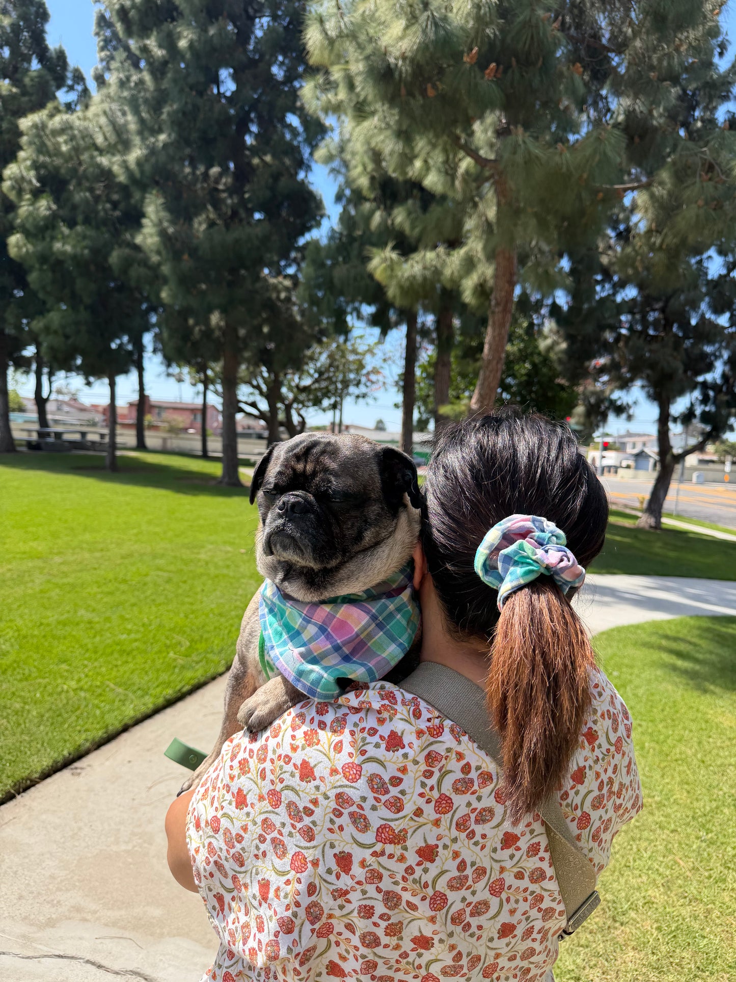 Pastel Plaid Bandana or Bandana Scrunchie Set