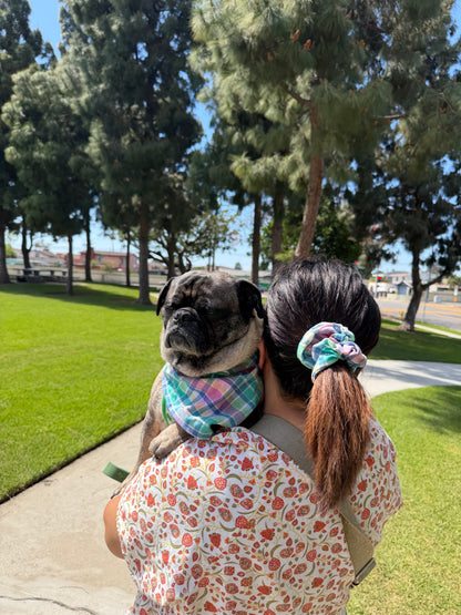 Pastel Plaid Bandana or Bandana Scrunchie Set