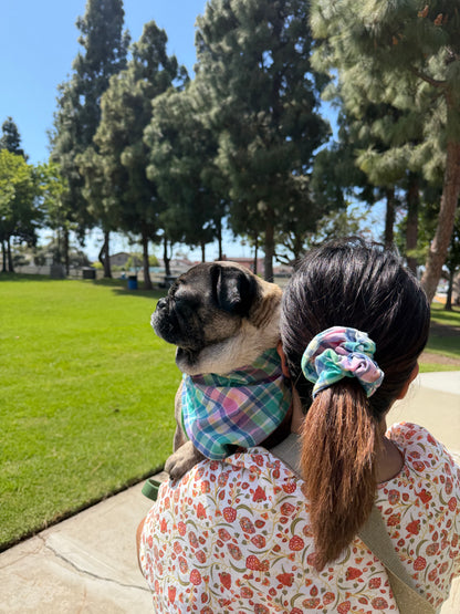 Pastel Plaid Bandana or Bandana Scrunchie Set