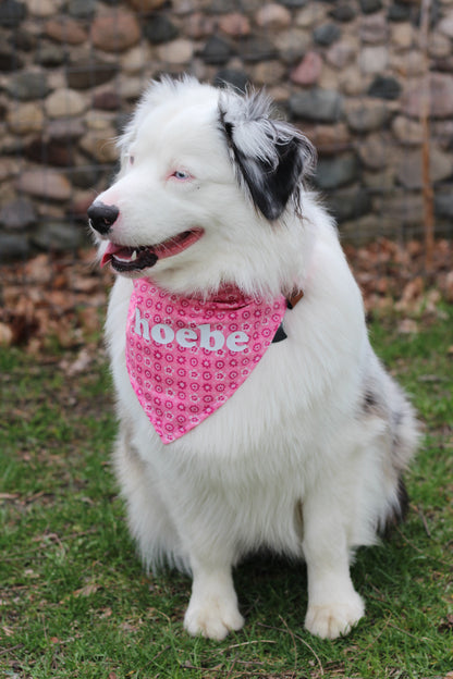 Pink Spotted Floral Bandana or Bandana Scrunchie Set