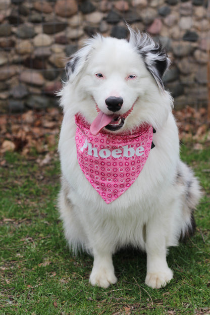 Pink Spotted Floral Bandana or Bandana Scrunchie Set