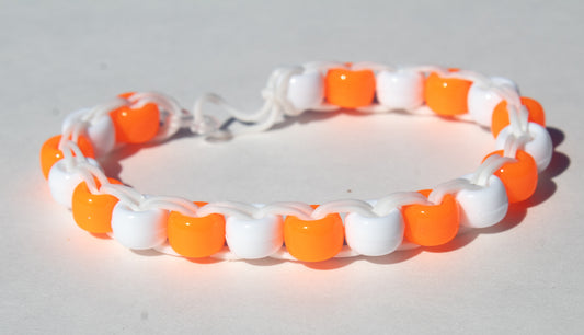 Orange and white Beaded Bracelet