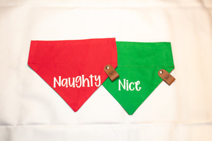 Reversible Naughty and Nice Pet Bandana