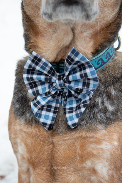 Blue Plaid Sailor Bow