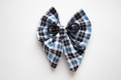 Blue Plaid Sailor Bow