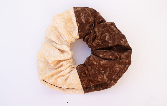 Half & Half Brown Scrunchie