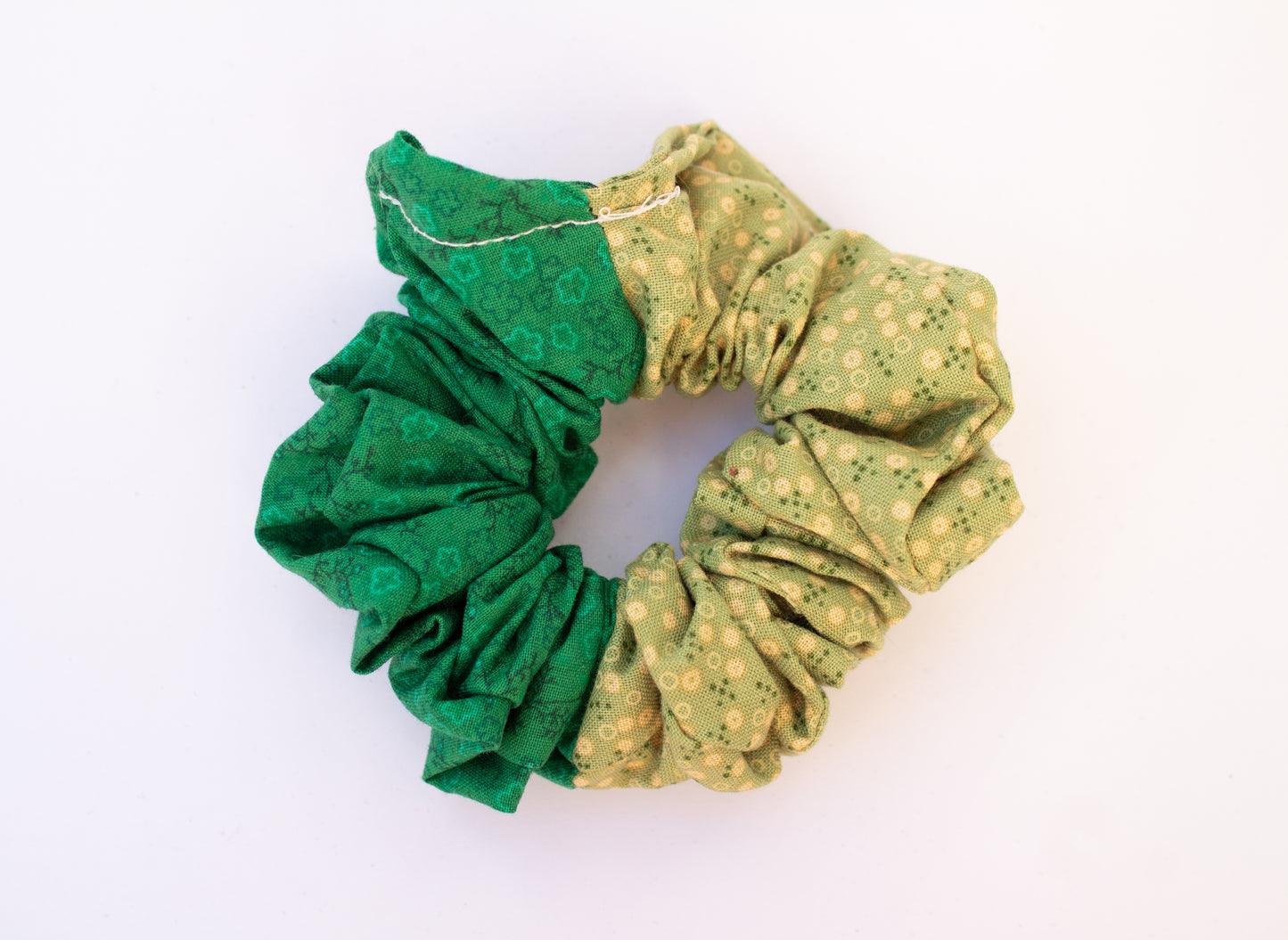 Half & Half Green Scrunchie