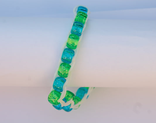 Lime and Blue Beaded Bracelet