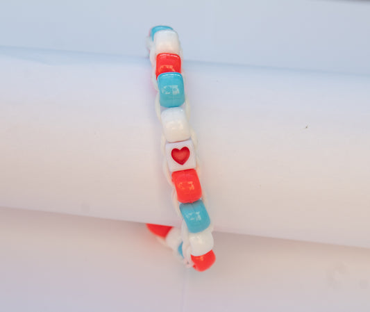 Red White and Blue Beaded Bracelet