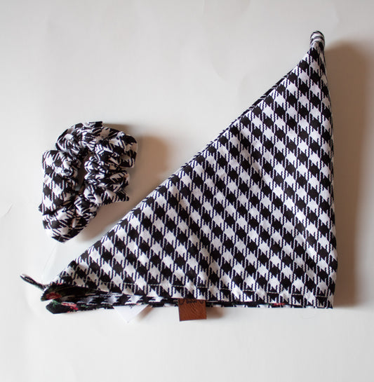 Houndstooth Bandana Scrunchie Set