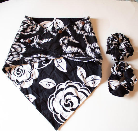 Black and White Bandana Scrunchie Set