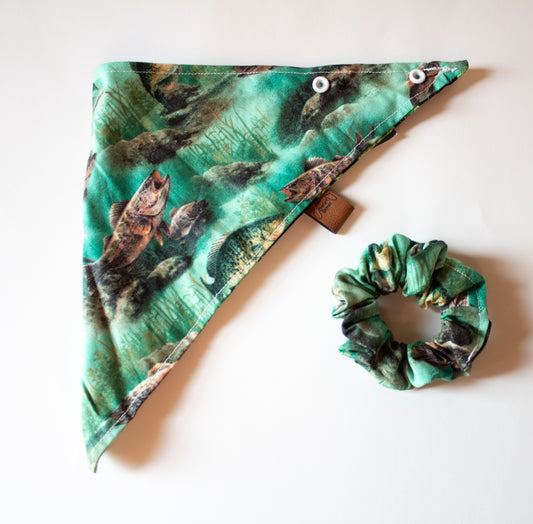 Gone Fishing Bandana Scrunchie Set