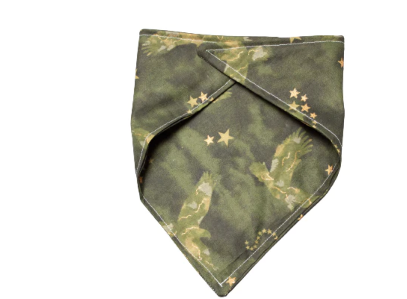 Navy Green and Gold Matching Bandana Scrunchie Set