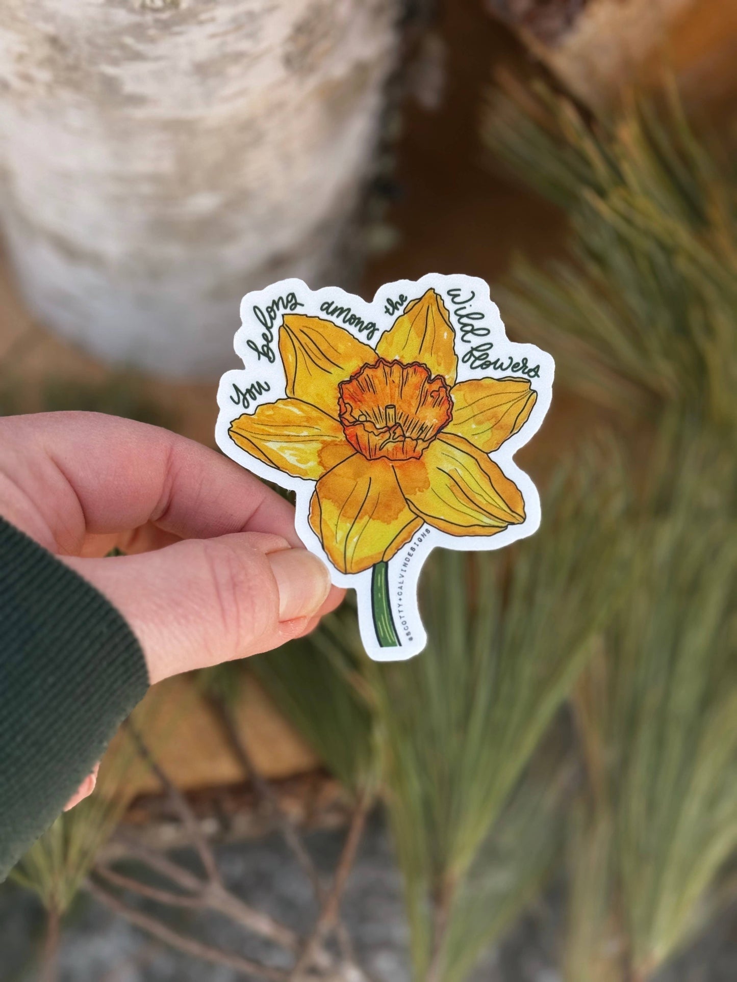 Daffodil Spring Floral Weatherproof Sticker 