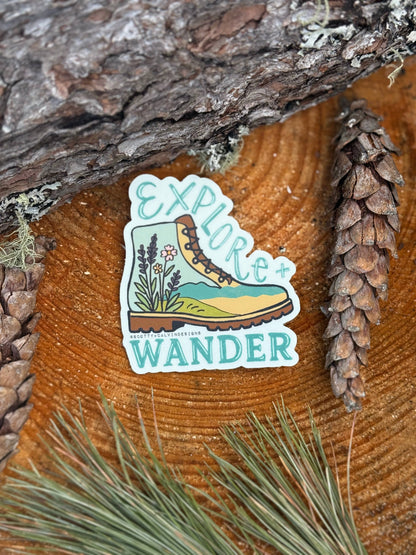Explore + Wander Weatherproof Sticker