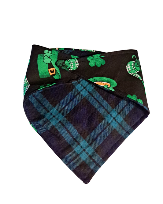 Saint Patrick's Day Reversible Plaid Dog Bandana