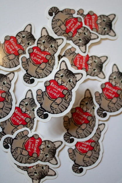 Rescued and Loved Cat Sticker