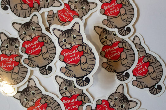 Rescued and Loved Cat Sticker bundle of 10